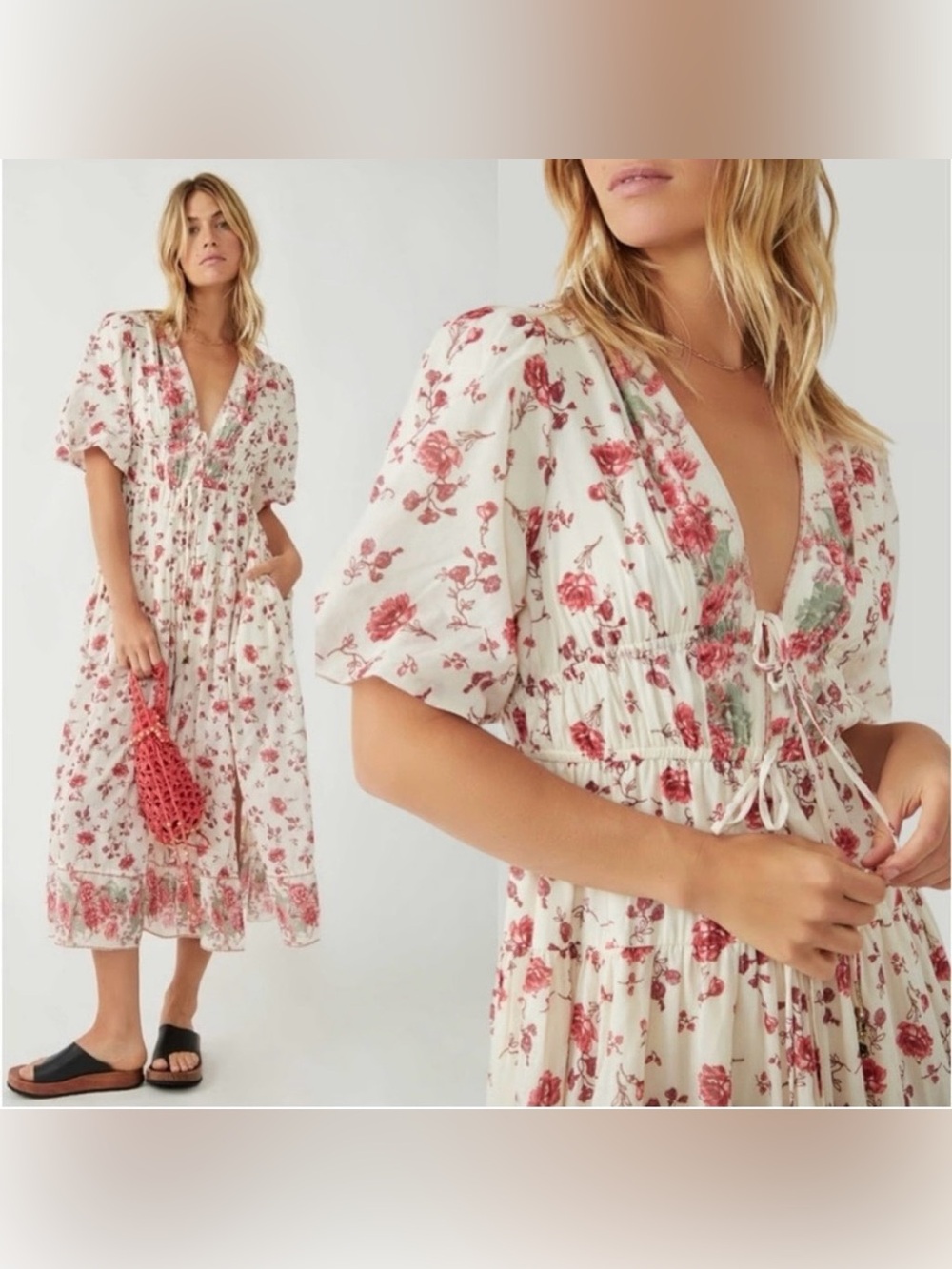Free People Lysette Dress Ivory Tea Combo Medium